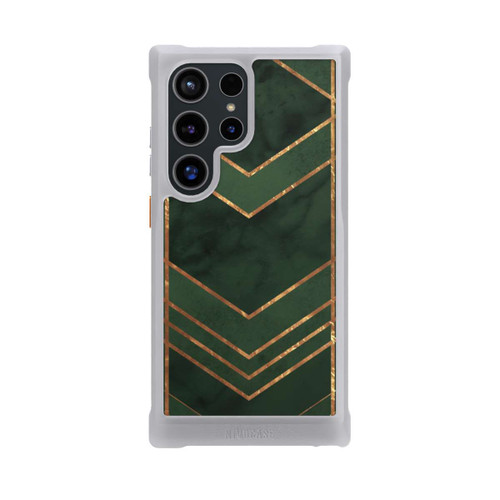 Samsung Galaxy S24 Ultra NIVOmax Dunkelgrün gemustert Goldene Streifen
