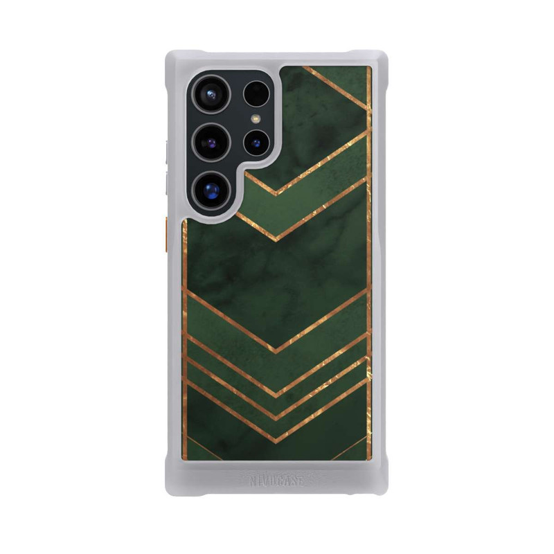 Galaxy S24 Ultra NIVOmax Motif vert foncé rayures dorées