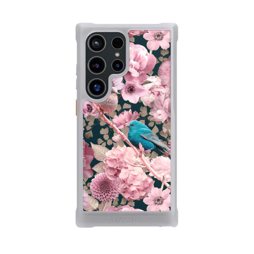 Samsung Galaxy S24 Ultra NIVOmax Spatzen im rosa Blumenmuster