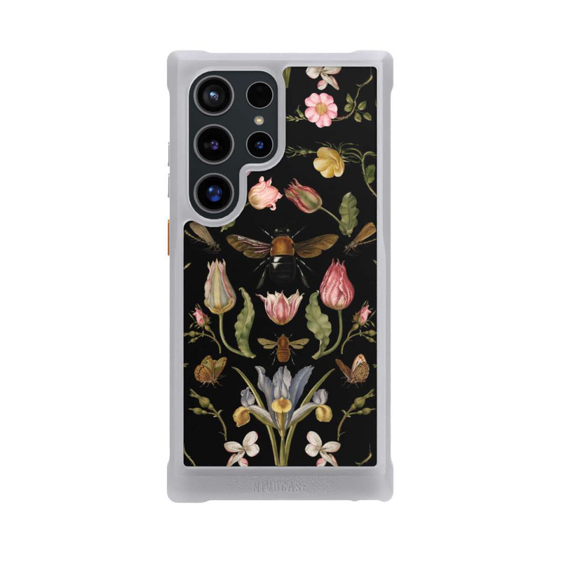 Galaxy S24 Ultra NIVOmax Fleurs Sauvages et Abeilles Fond Noir