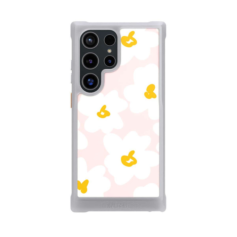 Galaxy S24 Ultra NIVOmax Retro Blumenwand Gänseblümchen Aprikose