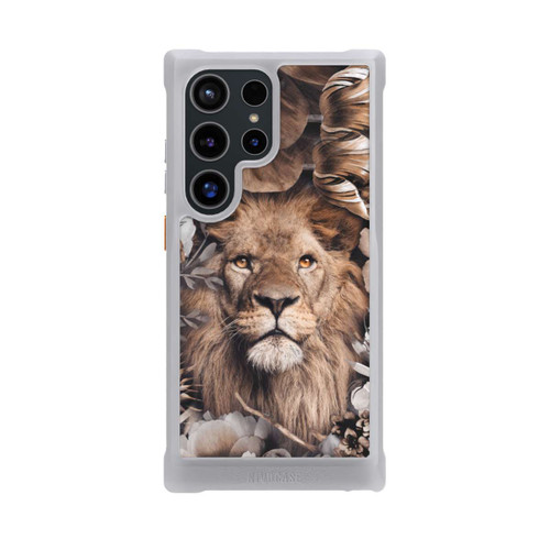 Samsung Galaxy S24 Ultra NIVOmax Löwe Blumenrahmen Beige