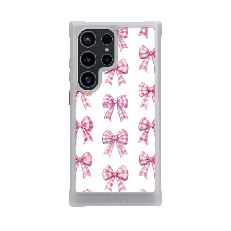 Galaxy S24 Ultra NIVOmax Pink Gingham Hearts and Bows