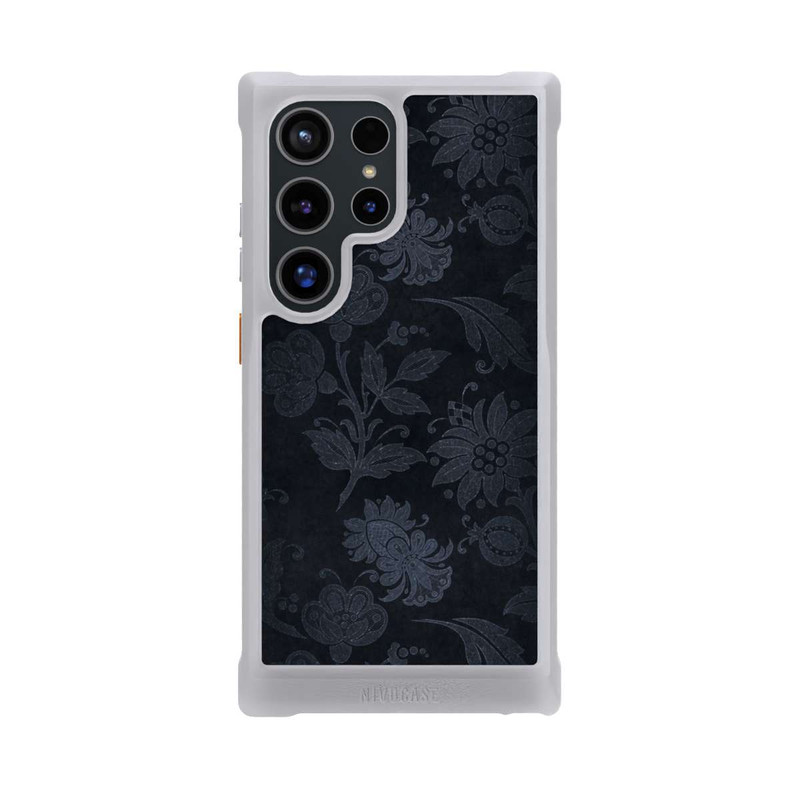 Galaxy S24 Ultra NIVOmax  Silberne Blumen auf Samt