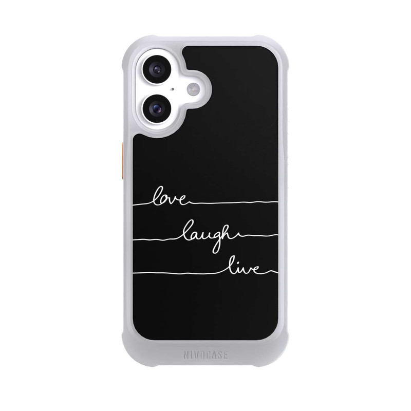 iPhone 16 NIVOmax Love Laugh Live blanc/noir