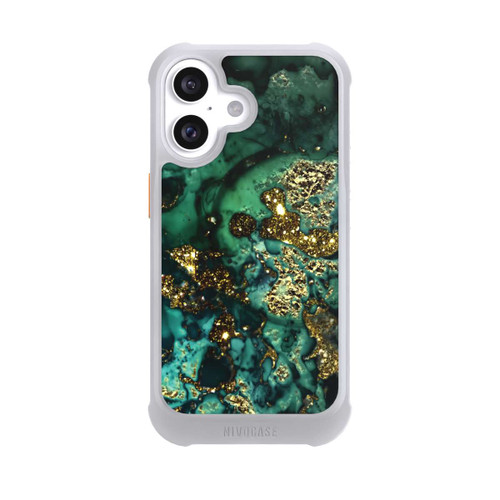 Apple iPhone 16 NIVOmax Cyan Glitzer Marmorlook