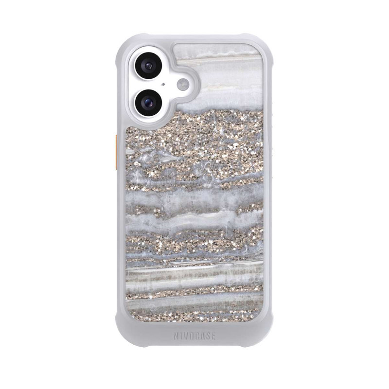 iPhone 16 NIVOmax White Glitter Marble Look