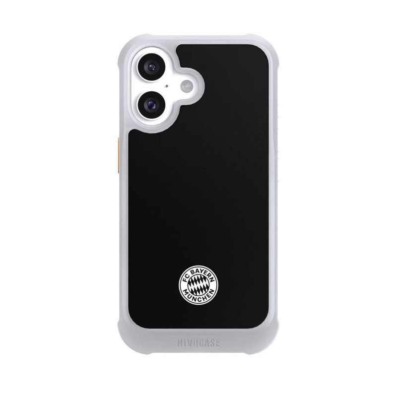 iPhone 16 NIVOmax Klassisches FCB Logo Klein - Weiß auf Schwarz