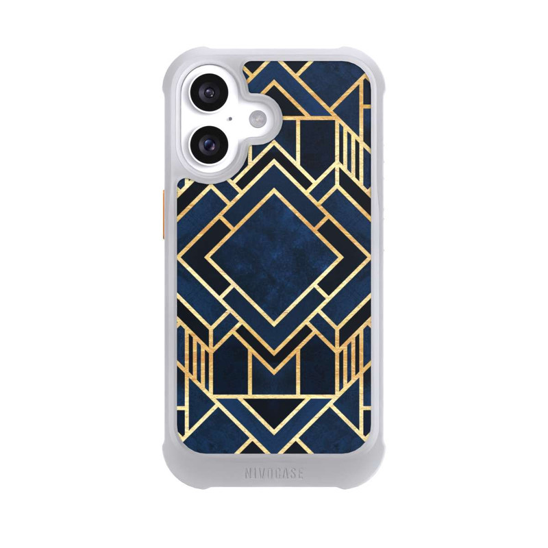 iPhone 16 NIVOmax Kunst Deko Blau Golddruck