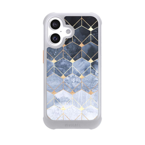 Apple iPhone 16 NIVOmax Blaue Sechsecke und Diamanten Golddruck