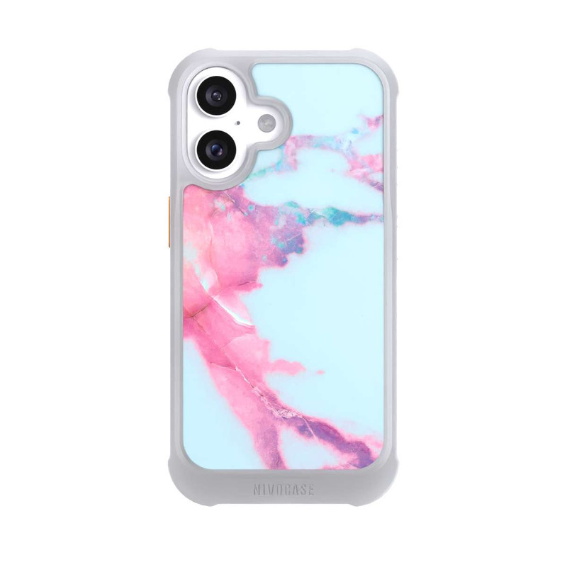 iPhone 16 NIVOmax Light Blue Iridescent Vein Marble