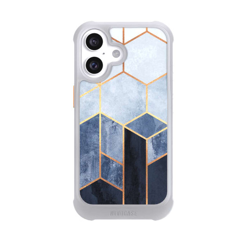 Apple iPhone 16 NIVOmax Blauer Farbverlauf Sechsecke Golddruck