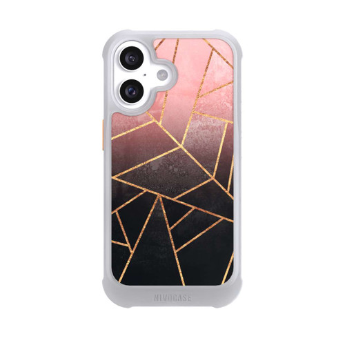 Apple iPhone 16 NIVOmax Pinker und Schwarzer Stein Gold Druck