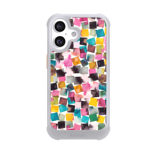 Apple iPhone 16 NIVOmax Aquarell geometrische Plaids rosa