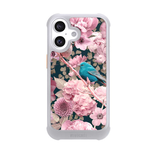 Apple iPhone 16 NIVOmax Moineaux à motif de fleurs roses
