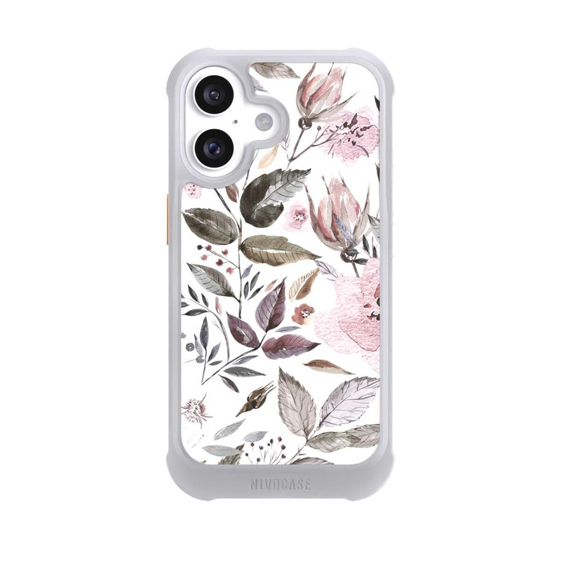 iPhone 16 NIVOmax Aquarelle Fleurs Roses Brunes
