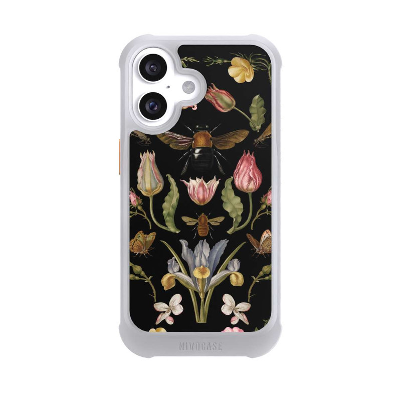 iPhone 16 NIVOmax Fleurs Sauvages et Abeilles Fond Noir
