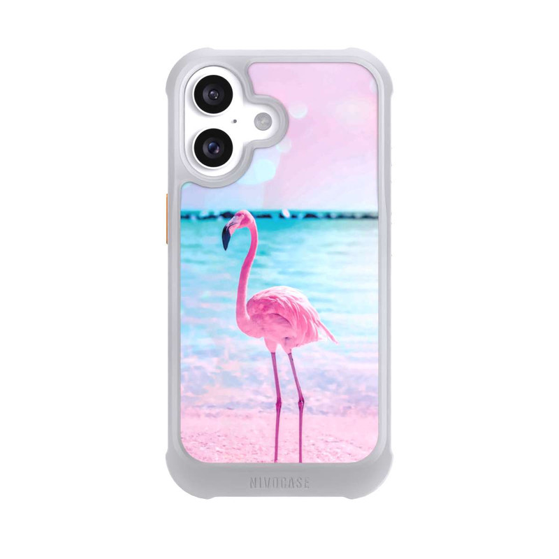 iPhone 16 NIVOmax Pink Flamingo on the beach