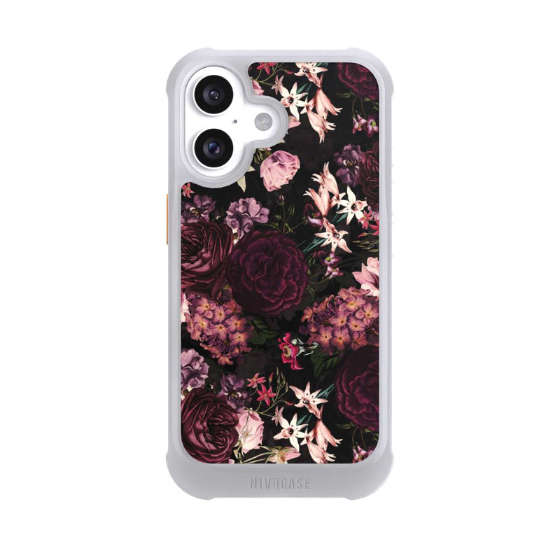 iPhone 16 NIVOmax Blumentapete dunkelviolett