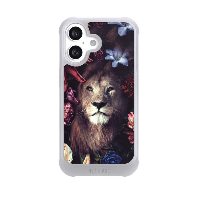 iPhone 16 NIVOmax Löwe Blumenrahmen