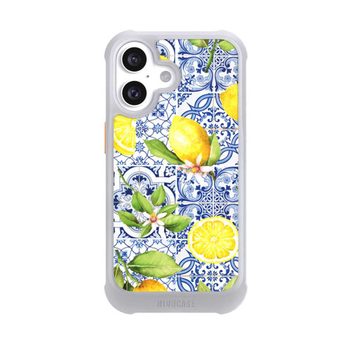 Apple iPhone 16 NIVOmax Mediterrane Amalfi Küste mit Blauen Kacheln und Zitronen