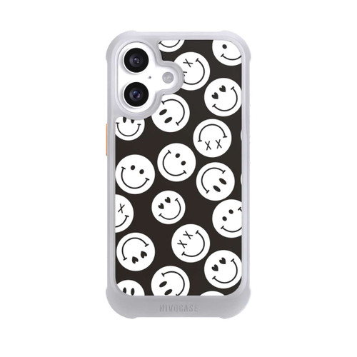 Apple iPhone 16 NIVOmax Smiles Emotes Pattern Black And White