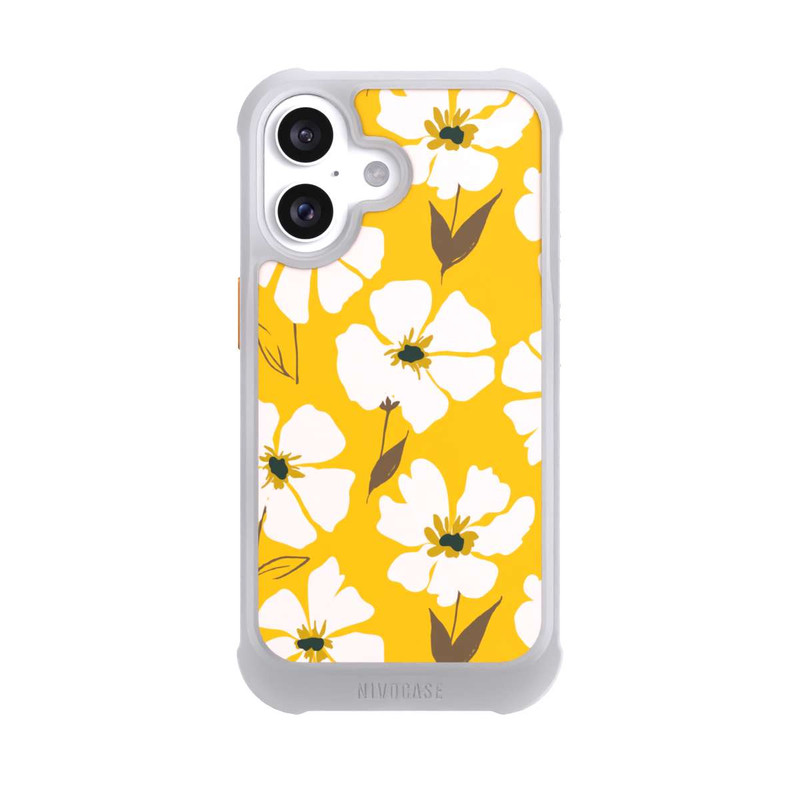 iPhone 16 NIVOmax Blumenwiese auf Gelb Ocker