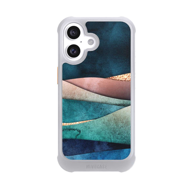 iPhone 16 NIVOmax Blau-Goldene Wellen