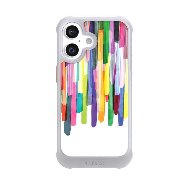 iPhone 16 NIVOmax Rayures colorées fond blanc
