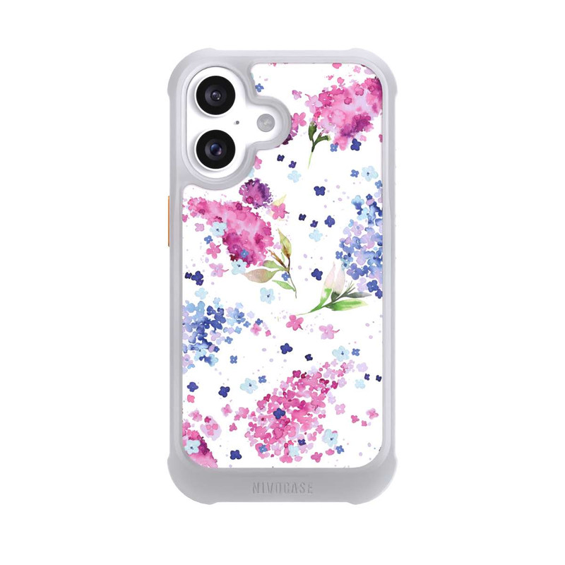 iPhone 16 NIVOmax Hortensien Lila und Rosa Blumen