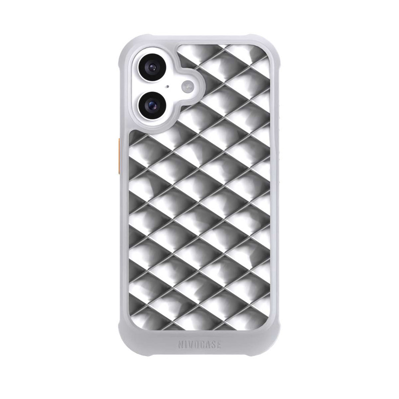 iPhone 16 NIVOmax Glamour Silver Squares