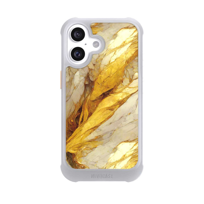 iPhone 16 NIVOmax Weiße Marmor-Golddruckschichten