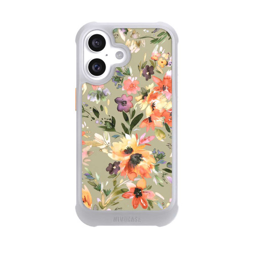 Apple iPhone 16 NIVOmax Malerische tropische Blumen Salbeigrün