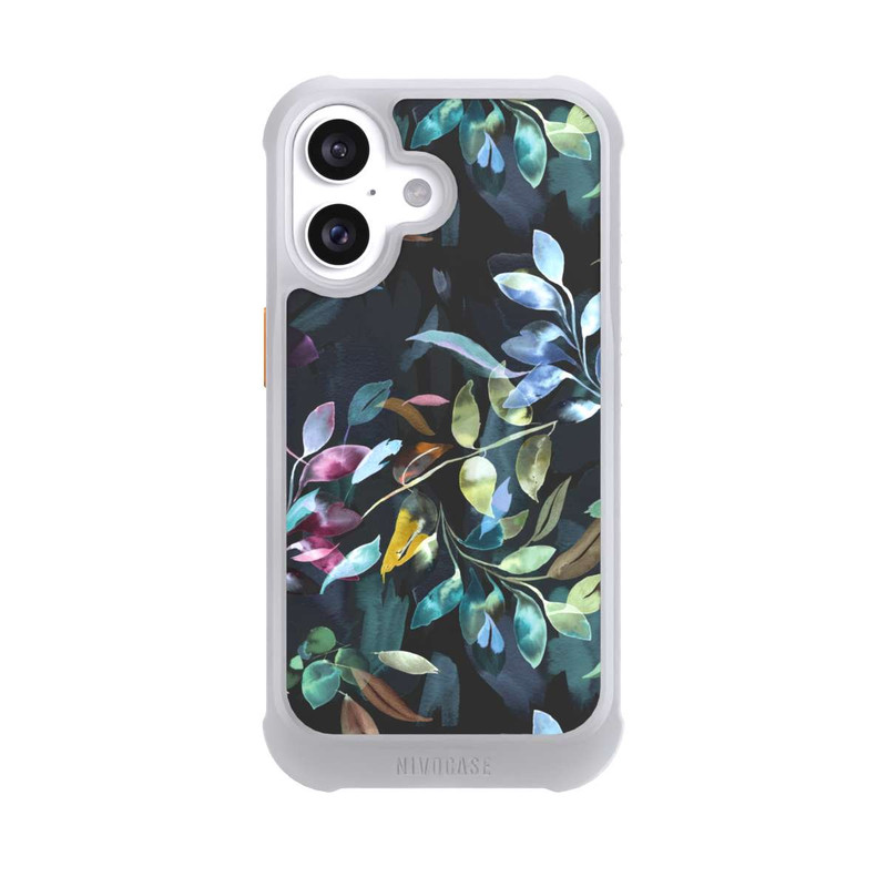 iPhone 16 NIVOmax Mystische Aquarellblätter schwarz