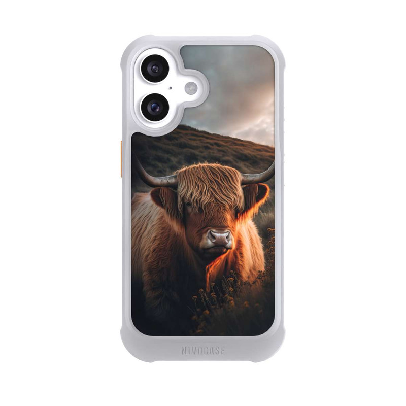iPhone 16 NIVOmax Vache Highland avec de grandes cornes avec IA