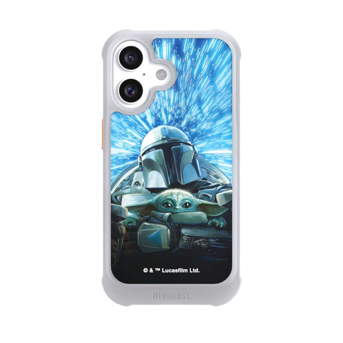 Apple iPhone 16 NIVOmax Grogu und Mando fliegen blau