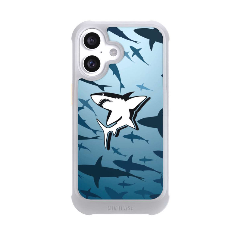 iPhone 16 NIVOmax Haie Muster Blau