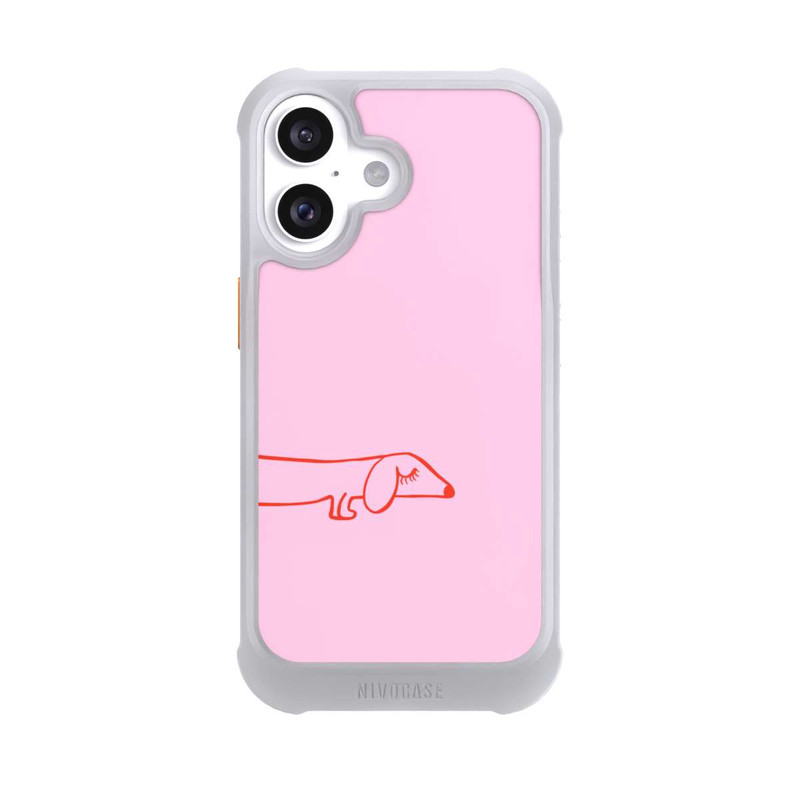 iPhone 16 NIVOmax Dachshund Illustration Pink