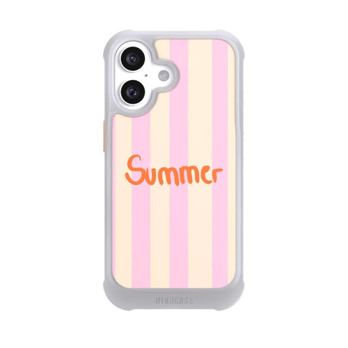 Apple iPhone 16 NIVOmax Summer- Rosa und Orange Streifen Hintergrund
