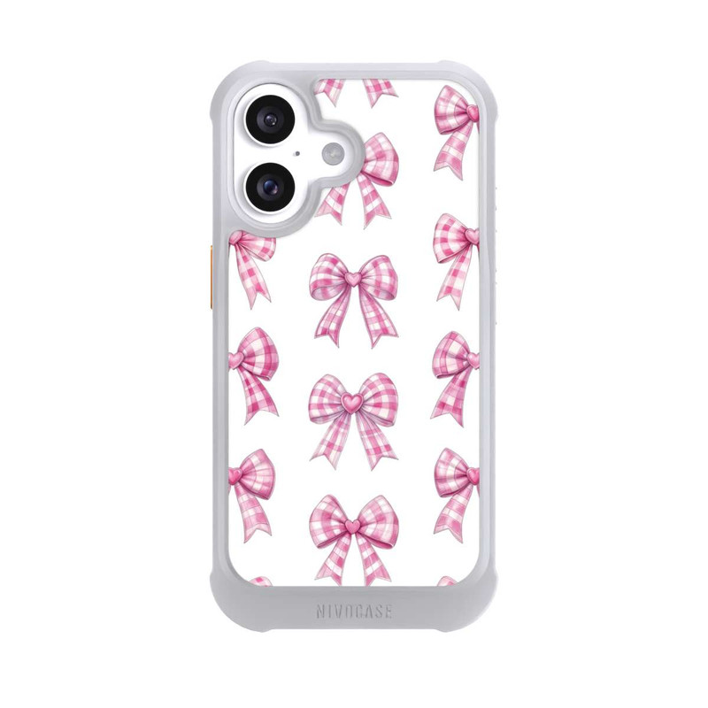 iPhone 16 NIVOmax Pinke Gingham Herzen und Schleifen mit KI