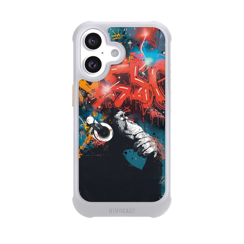 iPhone 16 NIVOmax Affe Stereo Kopfhörer Graffiti Street Art