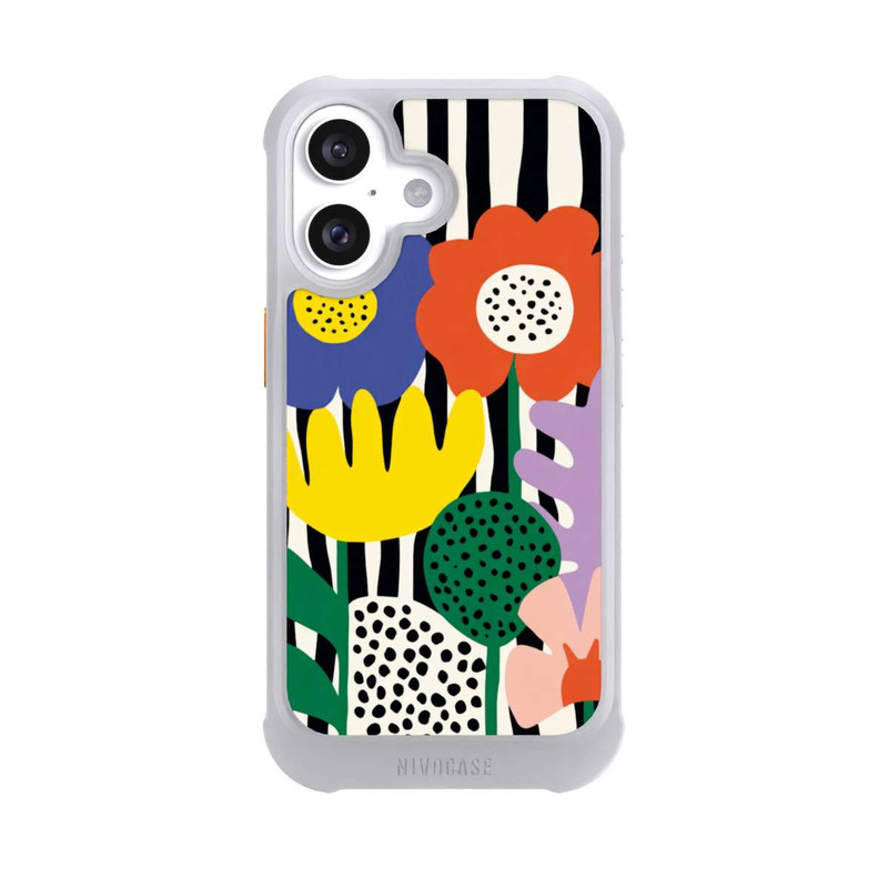 iPhone 16 NIVOmax Flowers Striped Background