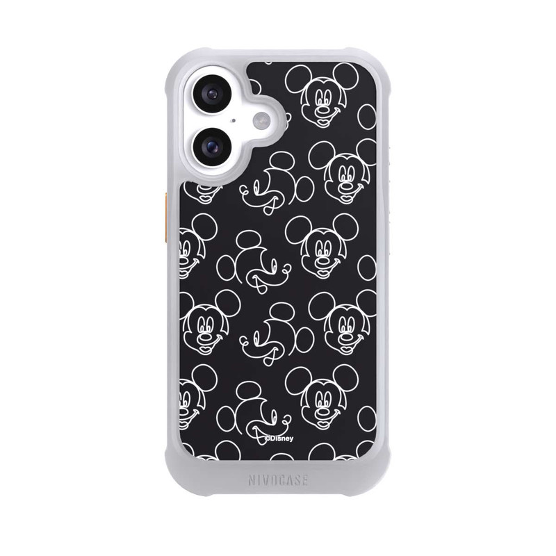 iPhone 16 NIVOmax Disney Mickey Faces Black Line Art Pattern