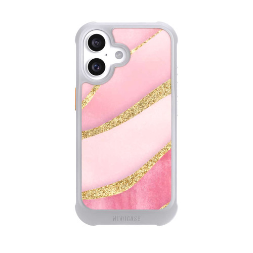 Apple iPhone 16 NIVOmax Pink Marble Goldprint Stripes