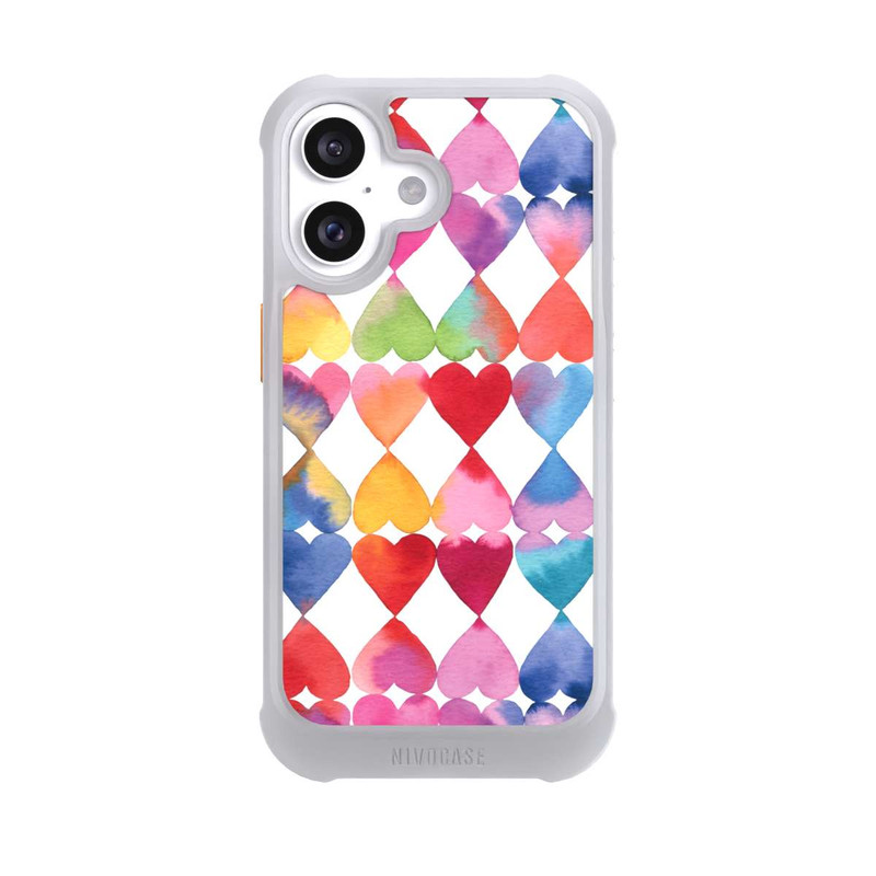 iPhone 16 NIVOmax Buntes Herz Watercolor Muster