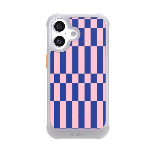Apple iPhone 16 NIVOmax Checked Abstract Bold Electric Blue and Pink Color Block