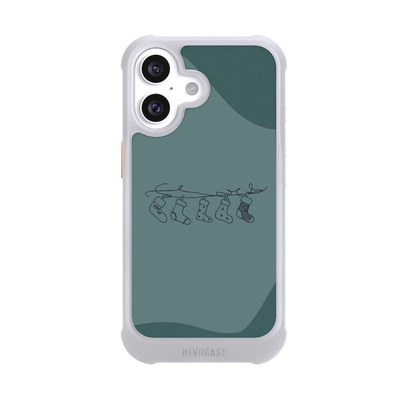 iPhone 16 NIVOmax Weihnachtsstrümpfe Line Art Minimalistisch