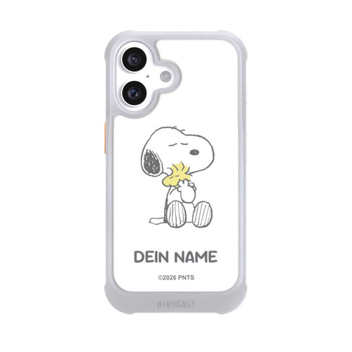 Apple iPhone 16 NIVOmax Snoopy And Woodstock Cuddling Personalisierbar