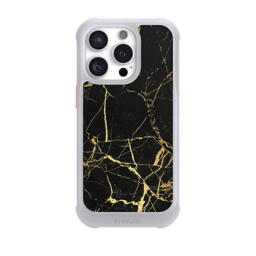 Apple iPhone 16 Pro NIVOmax Schwarzgoldener Marmor-Look