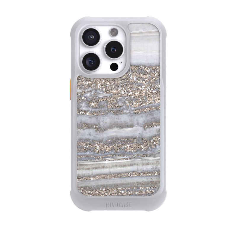 iPhone 16 Pro NIVOmax White Glitter Marble Look